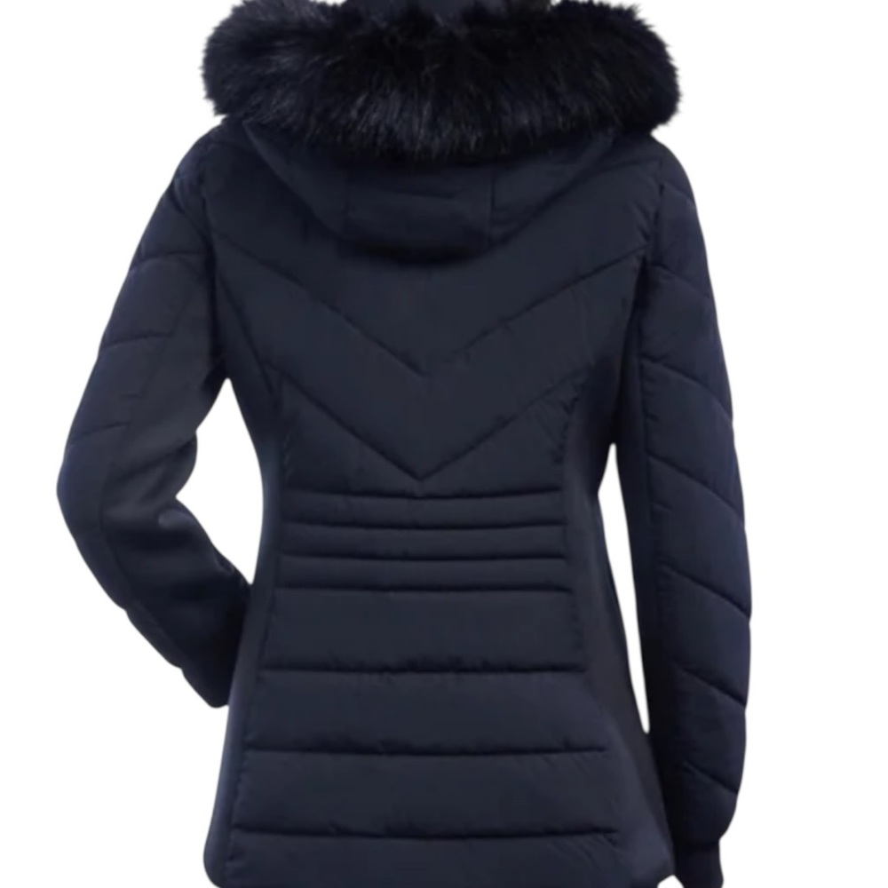 NWT Michael Kors Petite Faux Fur Trim Hooded Puffer Coat Water Resistant XL xlp - Picture 3 of 10